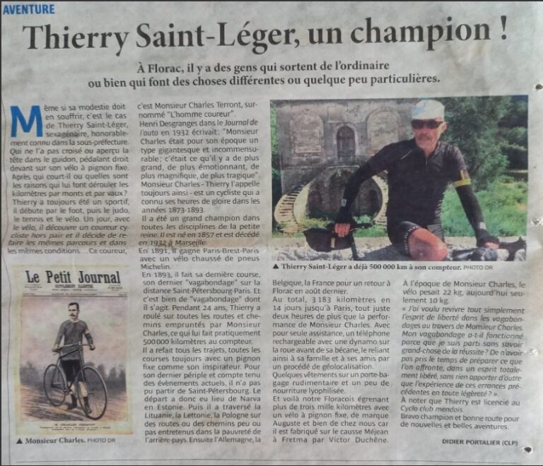 Article sur Thierry Saint Léger