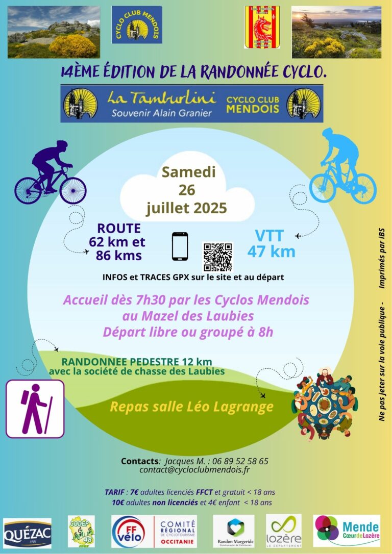 🗓 🚵🚴🚶La Tamburlini 26 juillet 2025