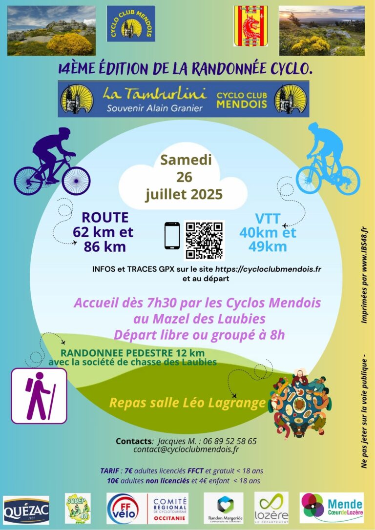 🗓 🚵🚴🚶La Tamburlini 26 juillet 2025