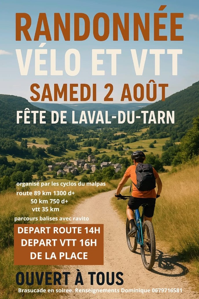 🗓 🚵🚴Rando Laval du Tarn le 2 août 2025