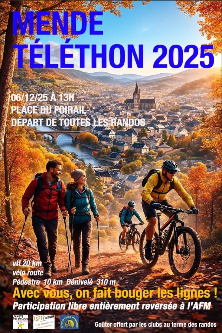 🚴 Téléthon à Mende samedi 6 décembre 2025