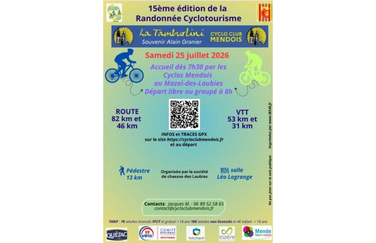 🚵🚴🚶La Tamburlini 25 juillet 2026