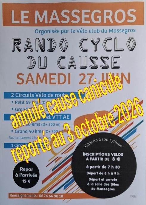 Rando Cyclo du Causse 27 juin 2026