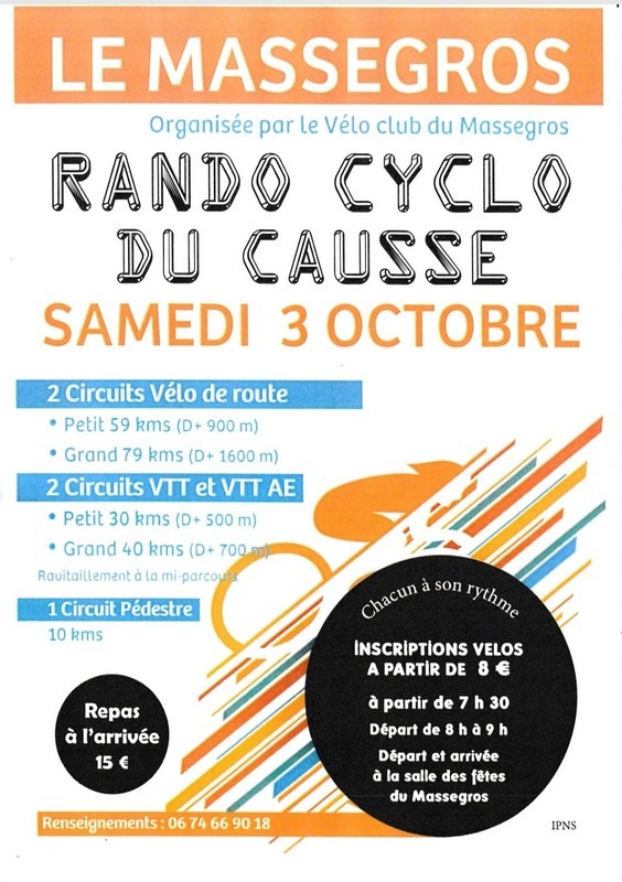 Rando cyclo du causse 3 octobre 2026